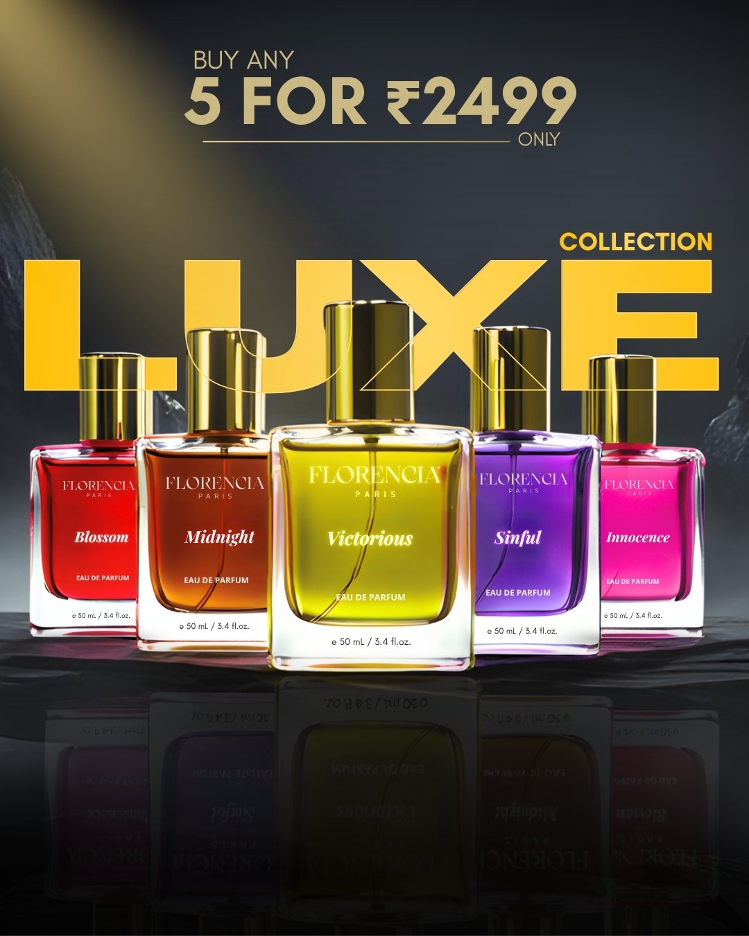 Florencia Luxe Collection: Innocence + Blossom + S perfume gift set — 20ml Eau de Parfum bottles